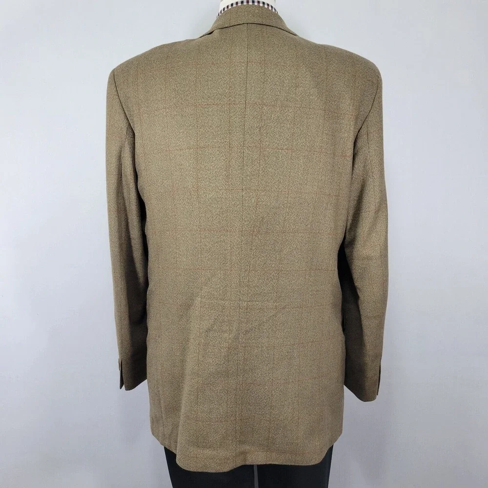 Brandini Le Collezioni Men Sport Coat Blazer Three Button Flannel Plaid Wool 42L